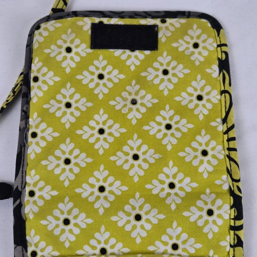 Vera Bradley Quilted Crossbody Bag w/Matching Coin Purse Black Gray Yellow White
